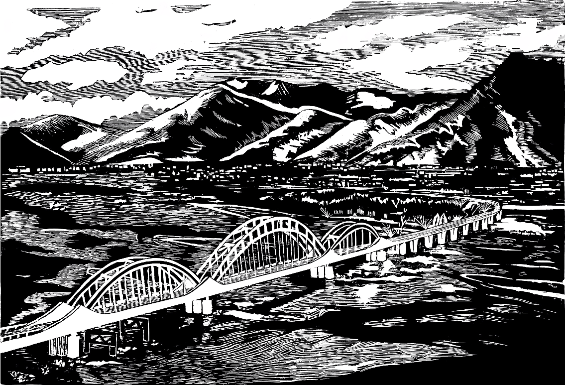2017级美术学专业孙悦——版画作品《西藏拉萨大桥》